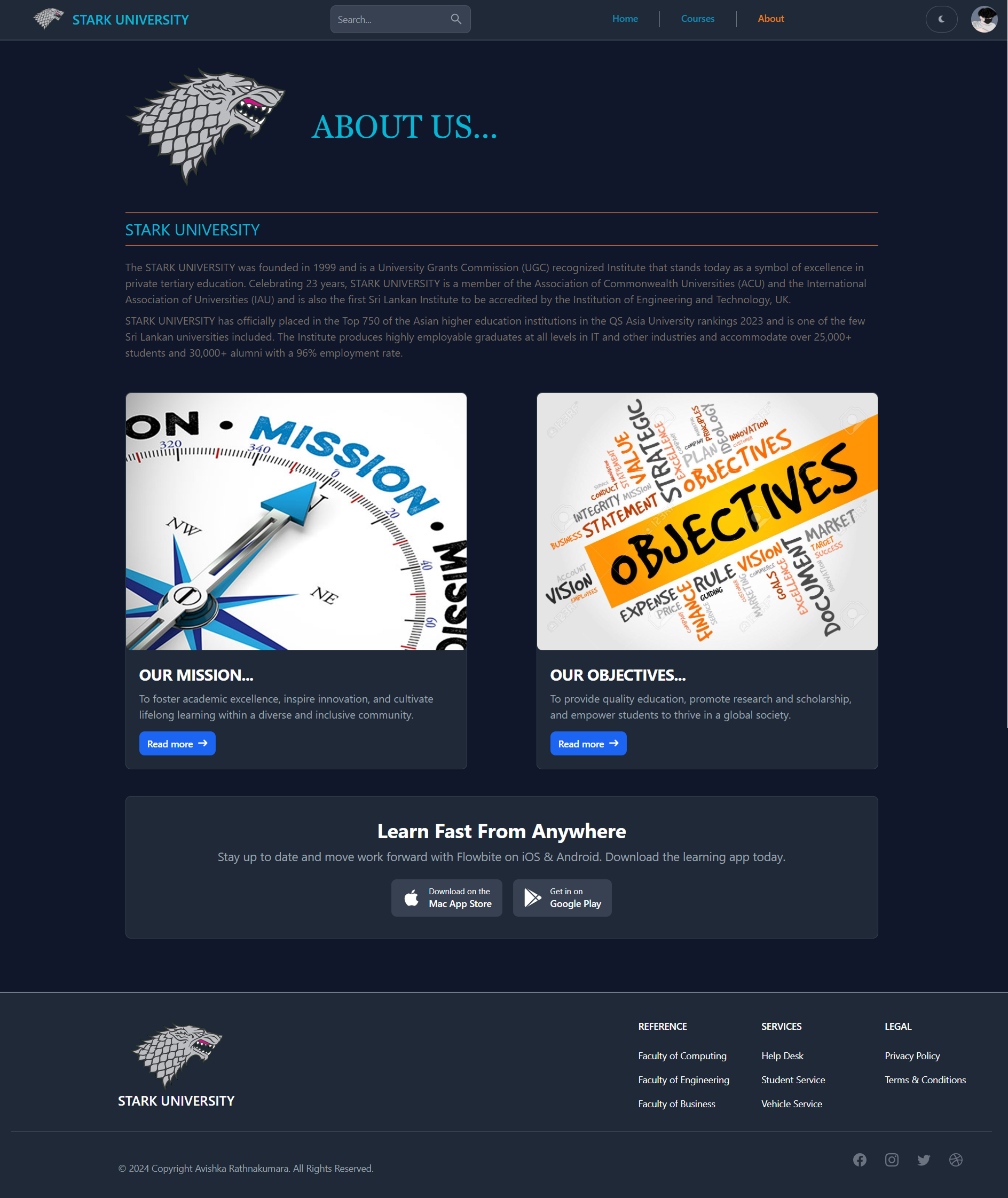 University Management UI Screenshot 2
