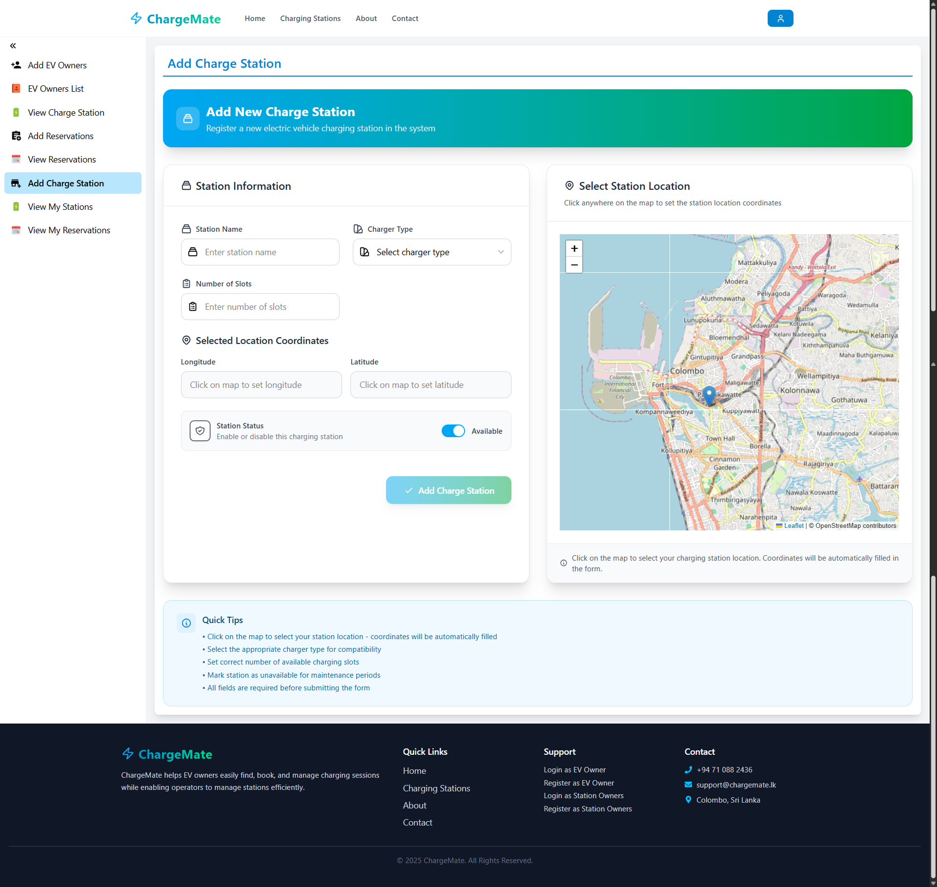 EV Charging Management System UI Screenshot 6