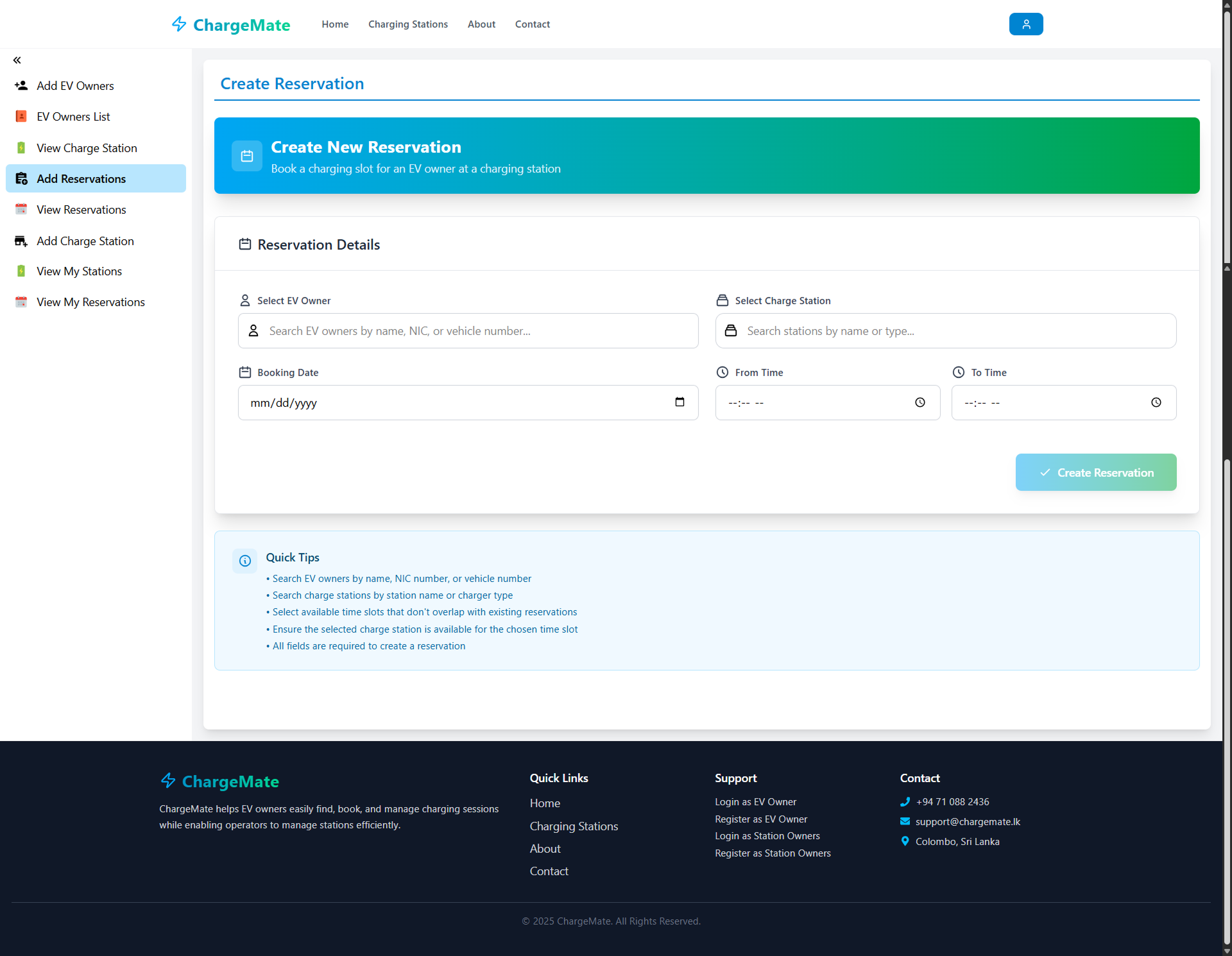 EV Charging Management System UI Screenshot 7