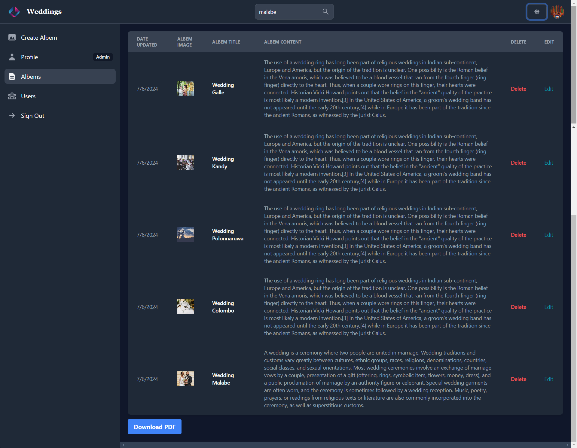 Wedding Albem UI Screenshot 8