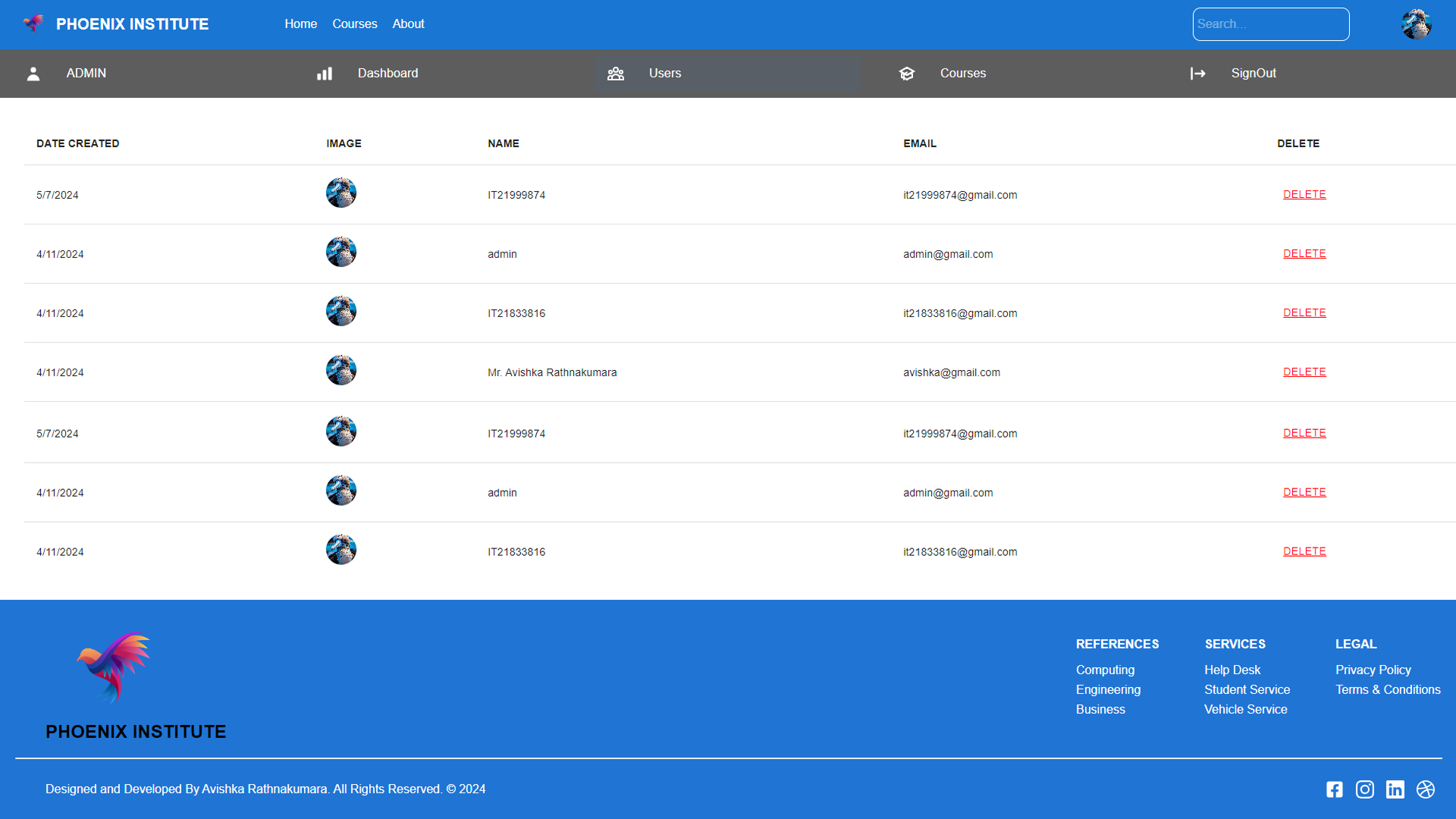 Student Management UI Screenshot 6