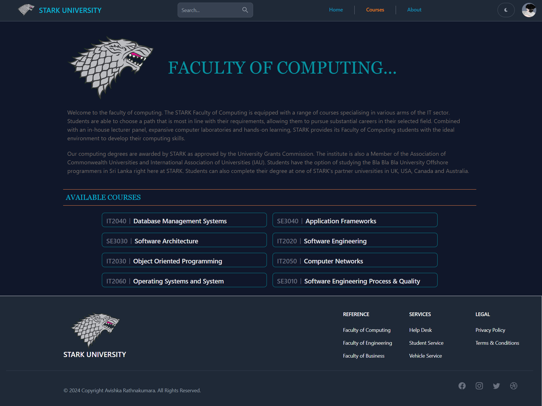 University Management UI Screenshot 3