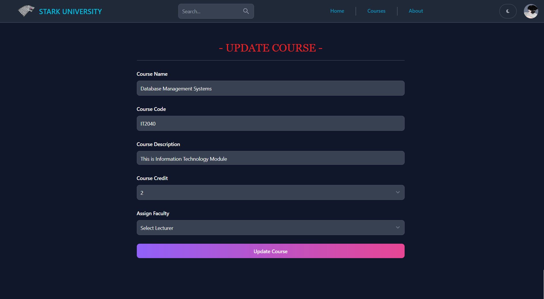 University Management UI Screenshot 16