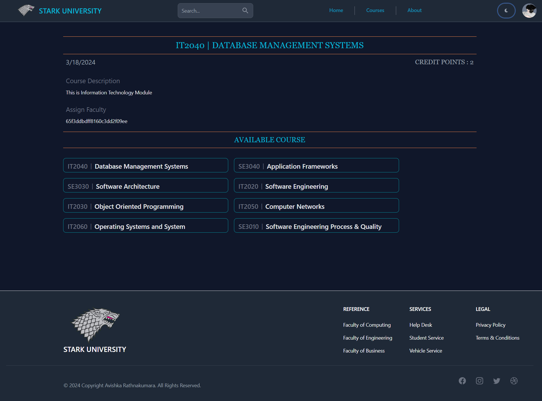 University Management UI Screenshot 4