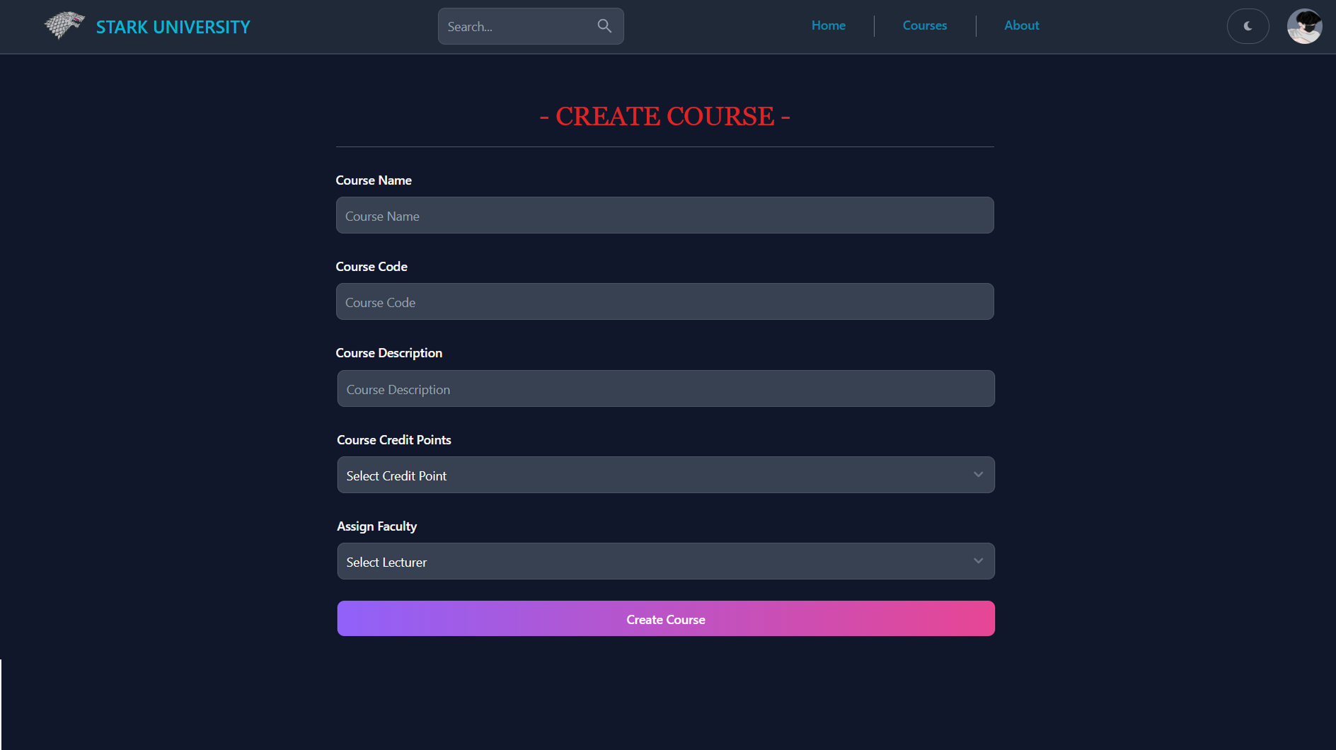 University Management UI Screenshot 19
