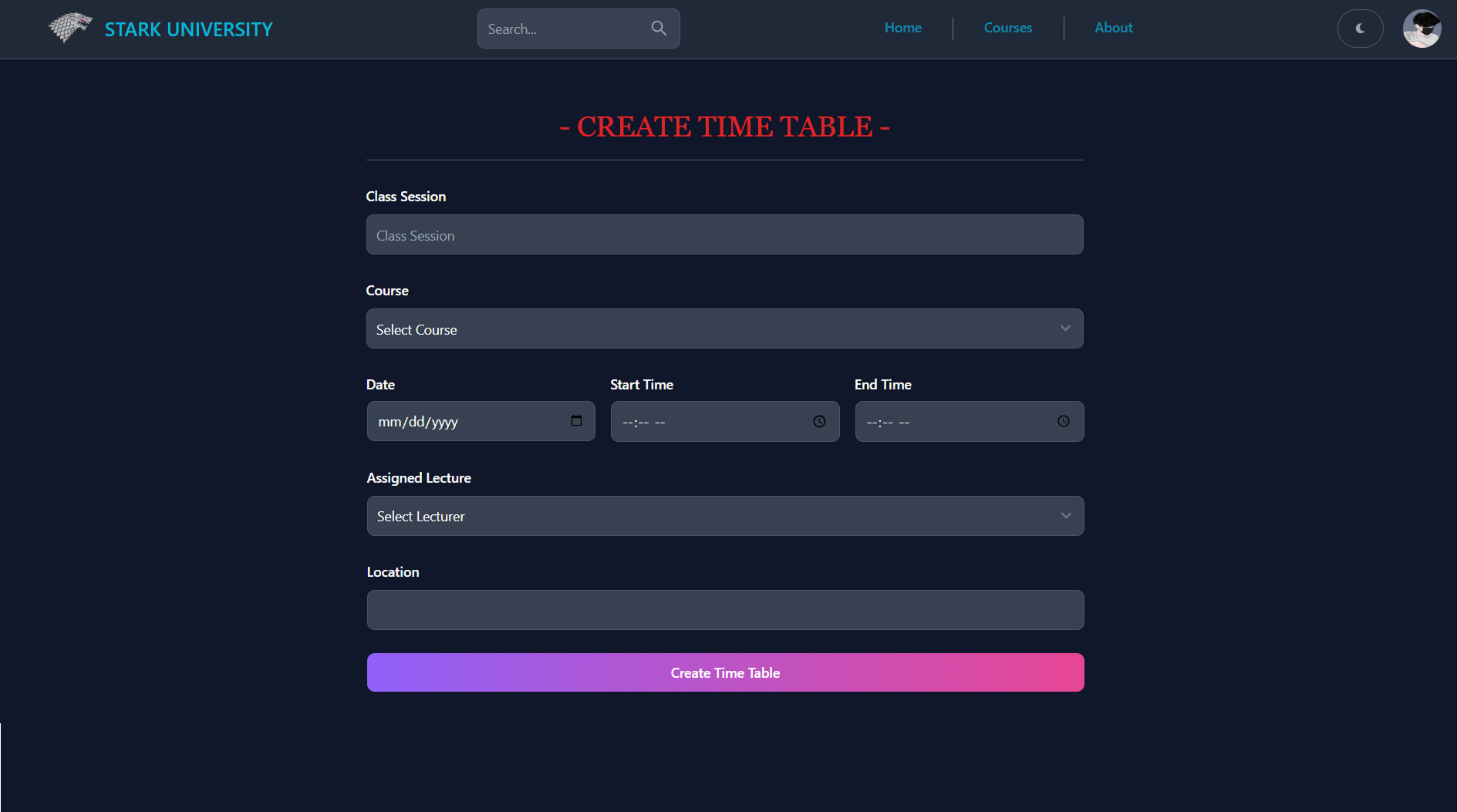 University Management UI Screenshot 21