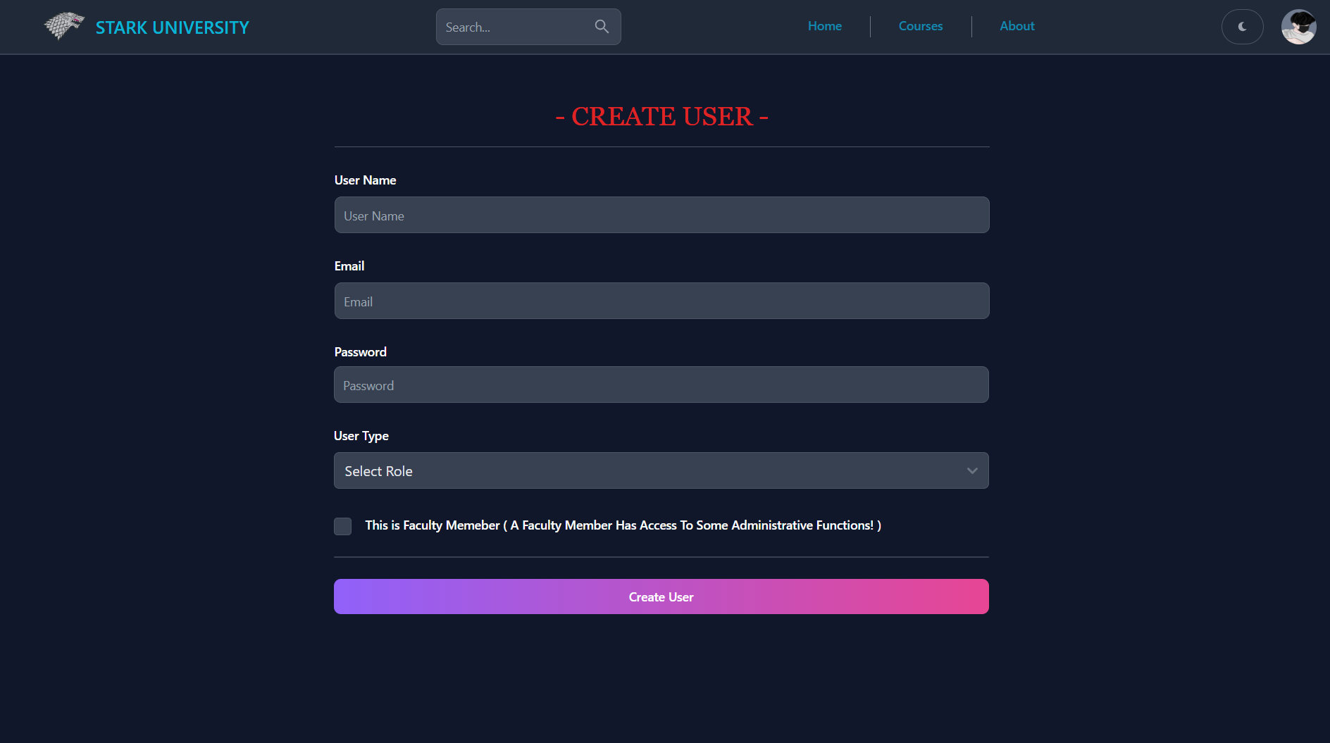 University Management UI Screenshot 18