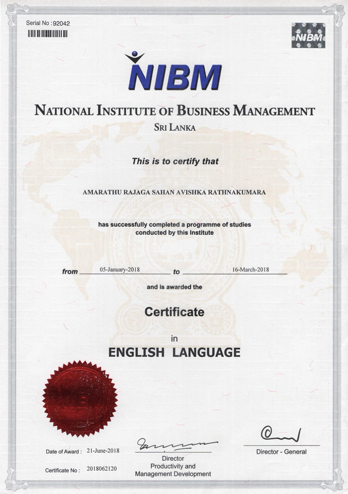 Certificate in English Language