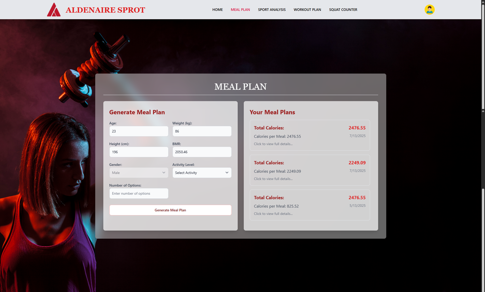 Fitness Analyzer UI Screenshot 4