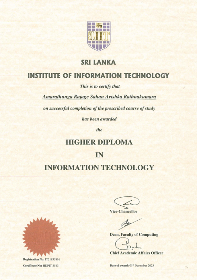 Higher Diploma In Information Technology