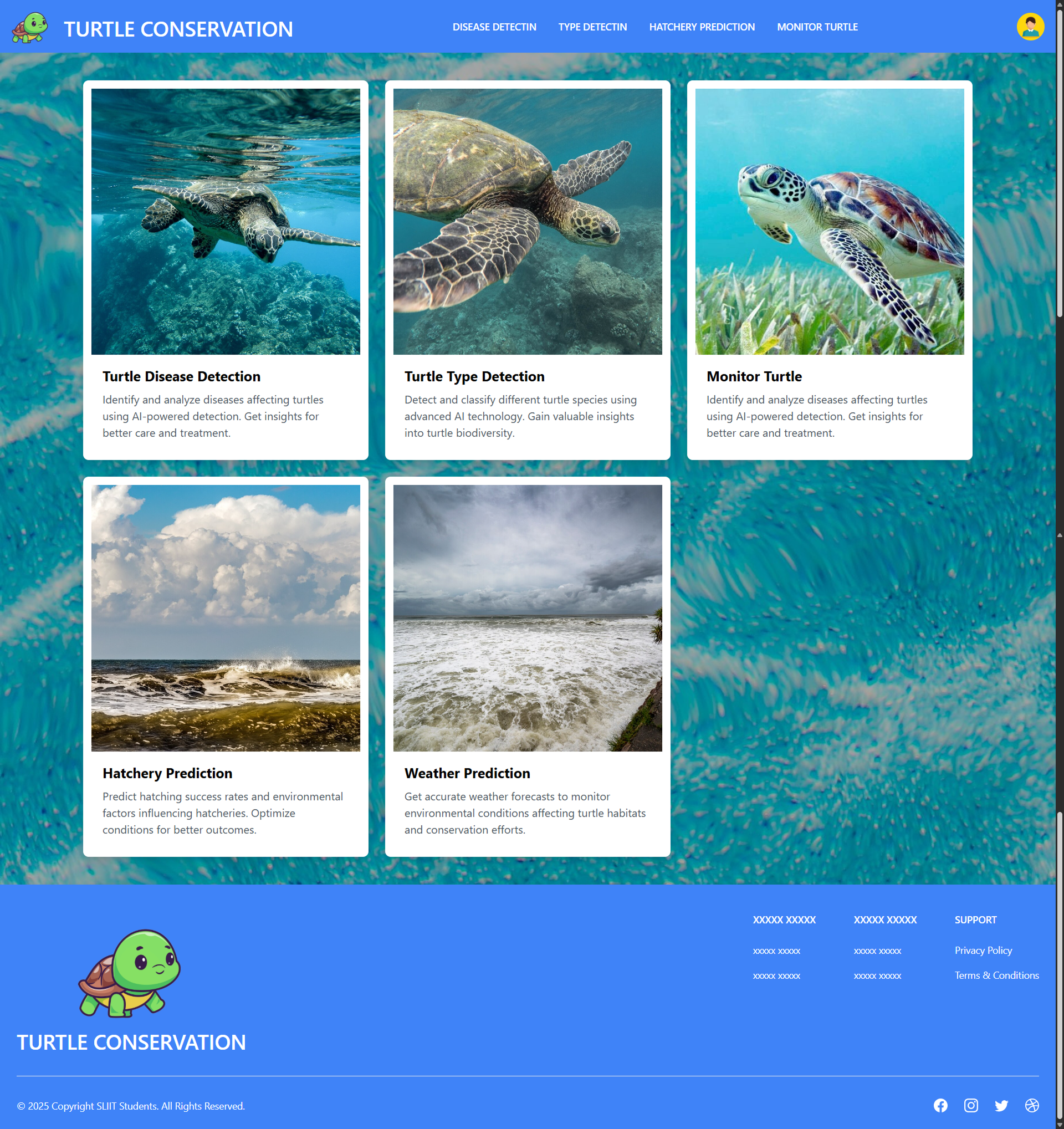 Turtle Conservation & Prediction System UI Screenshot 1