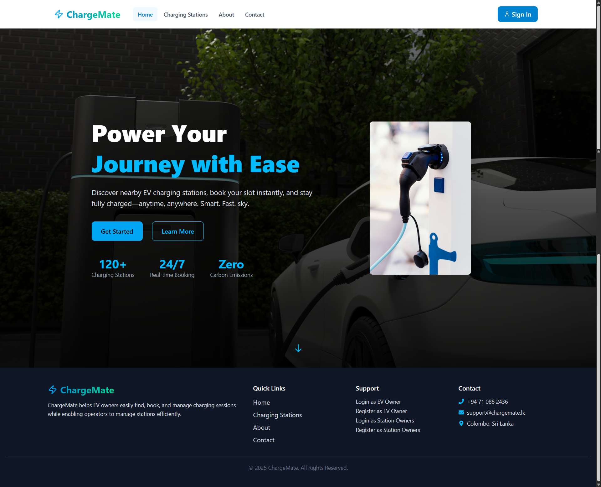 EV Charging Management System UI Screenshot 1