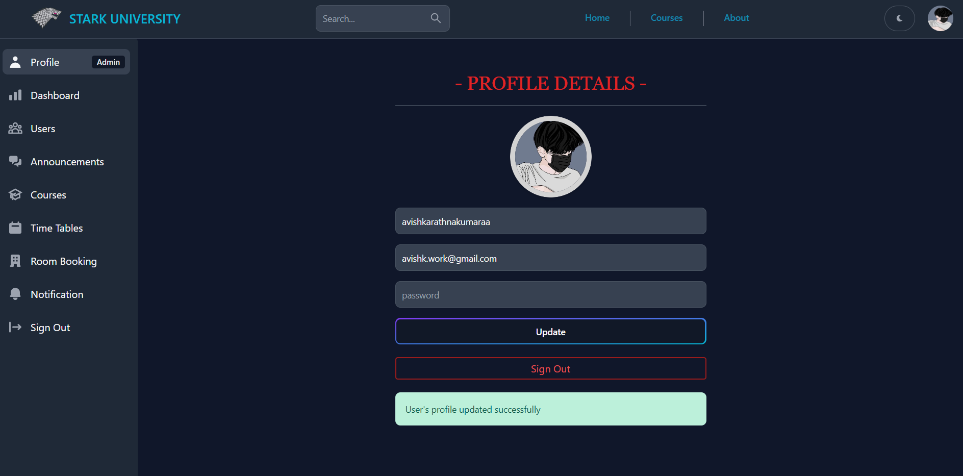 University Management UI Screenshot 17
