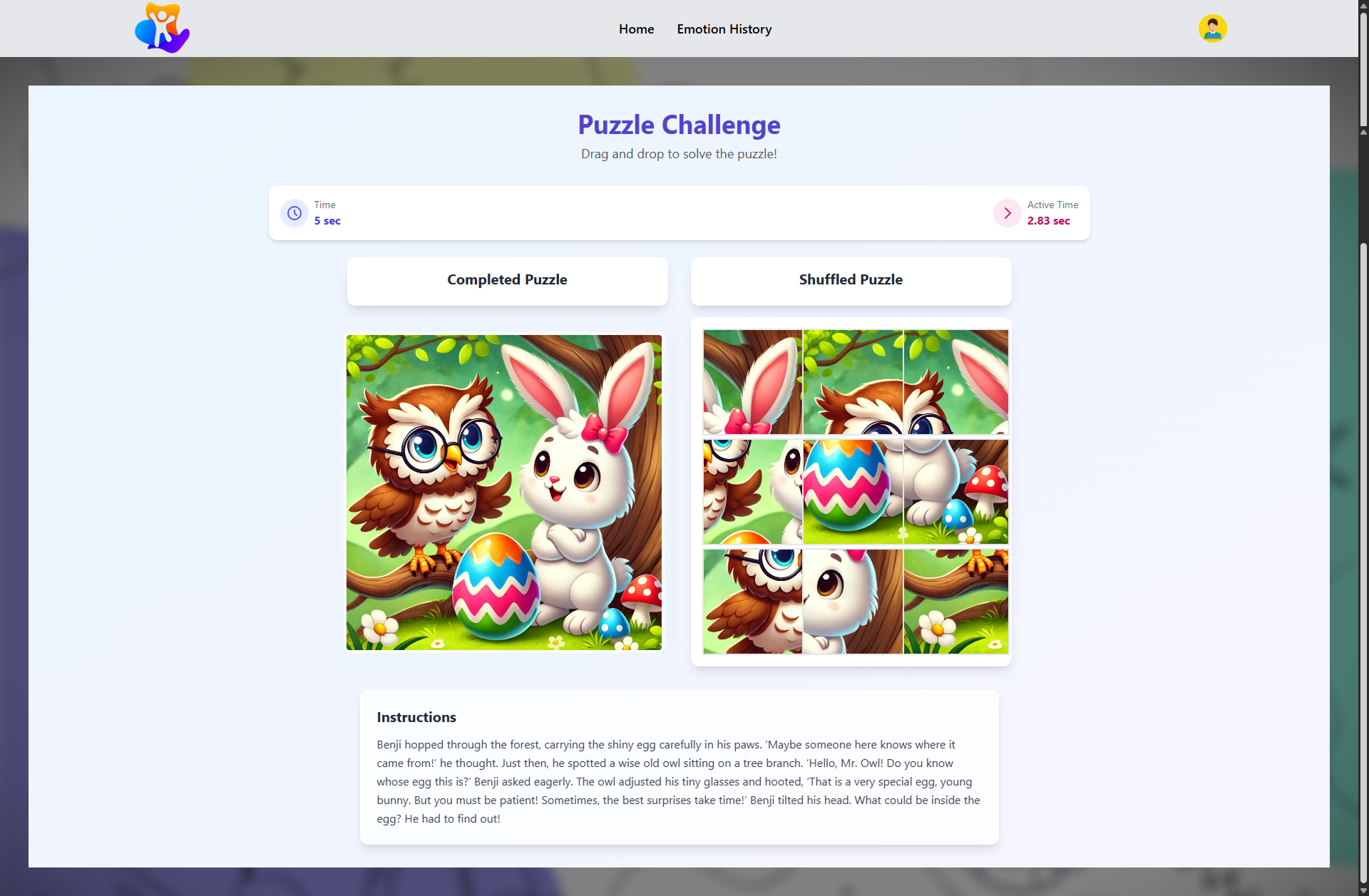 Emotion Tracking and Game Activity Platform UI Screenshot 8