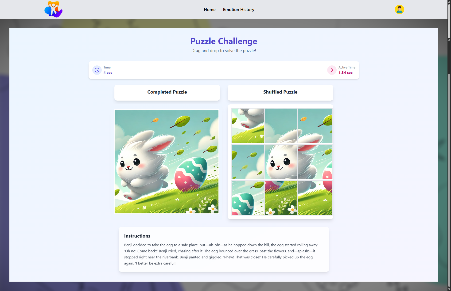 Emotion Tracking and Game Activity Platform UI Screenshot 10