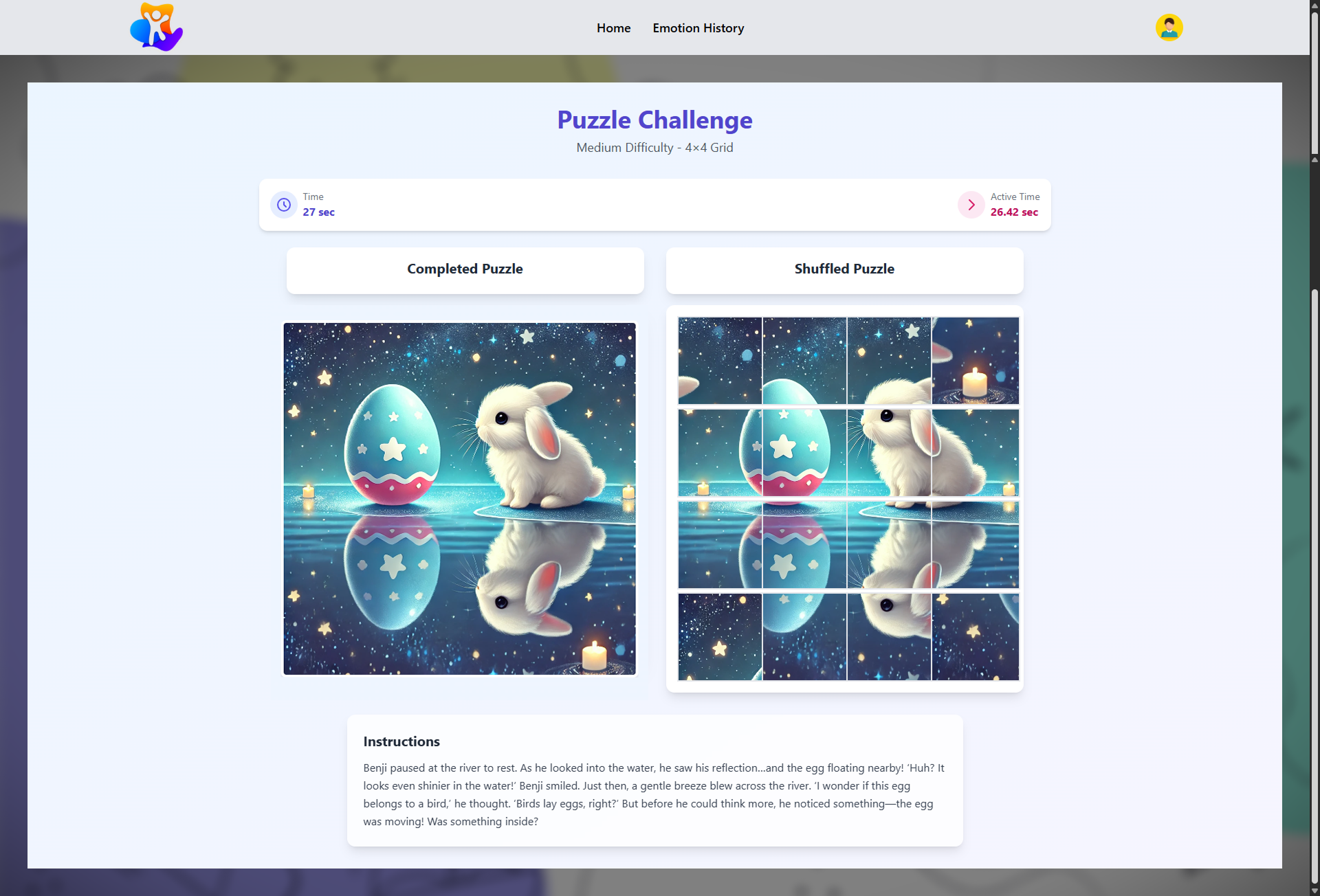 Emotion Tracking and Game Activity Platform UI Screenshot 12
