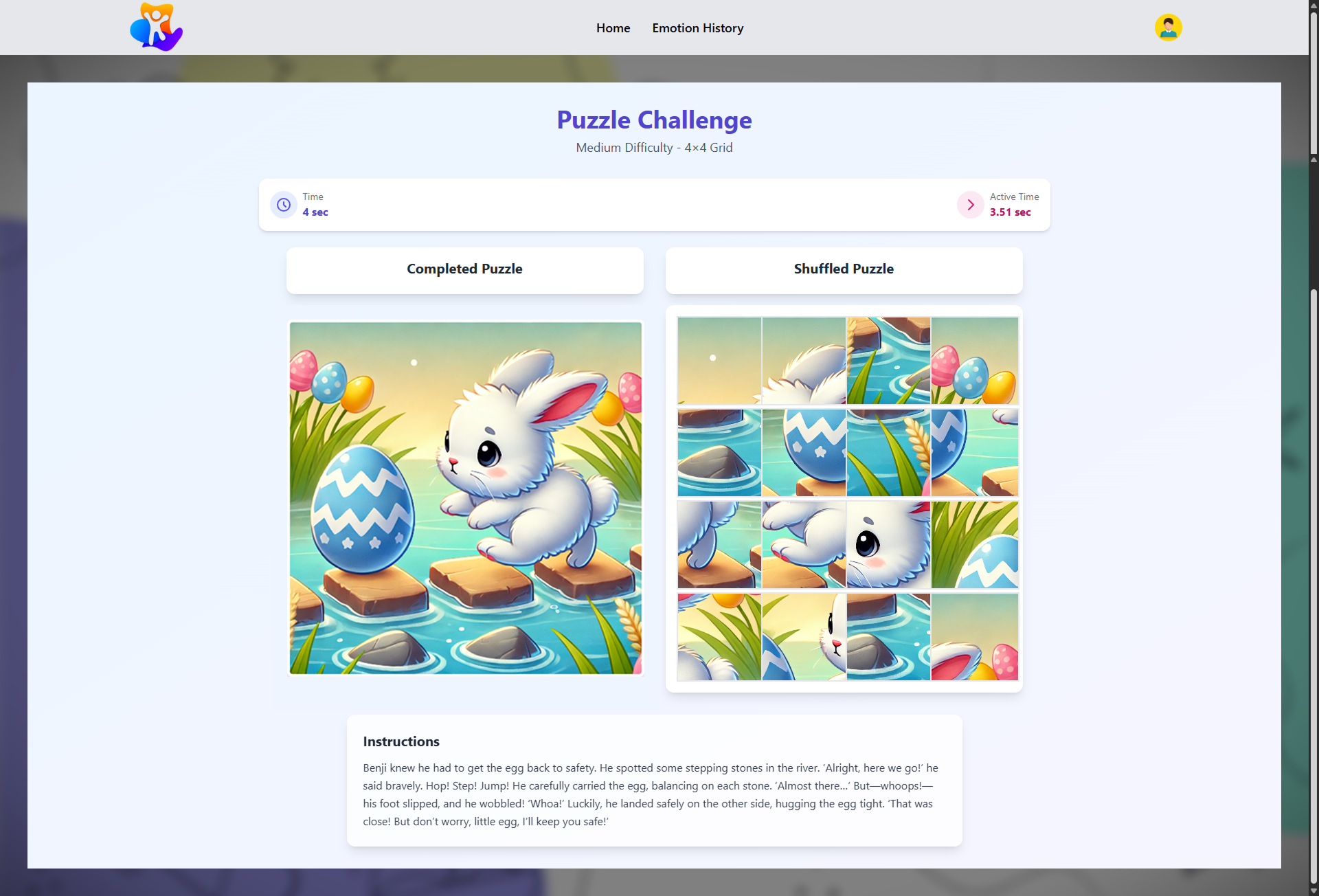 Emotion Tracking and Game Activity Platform UI Screenshot 14
