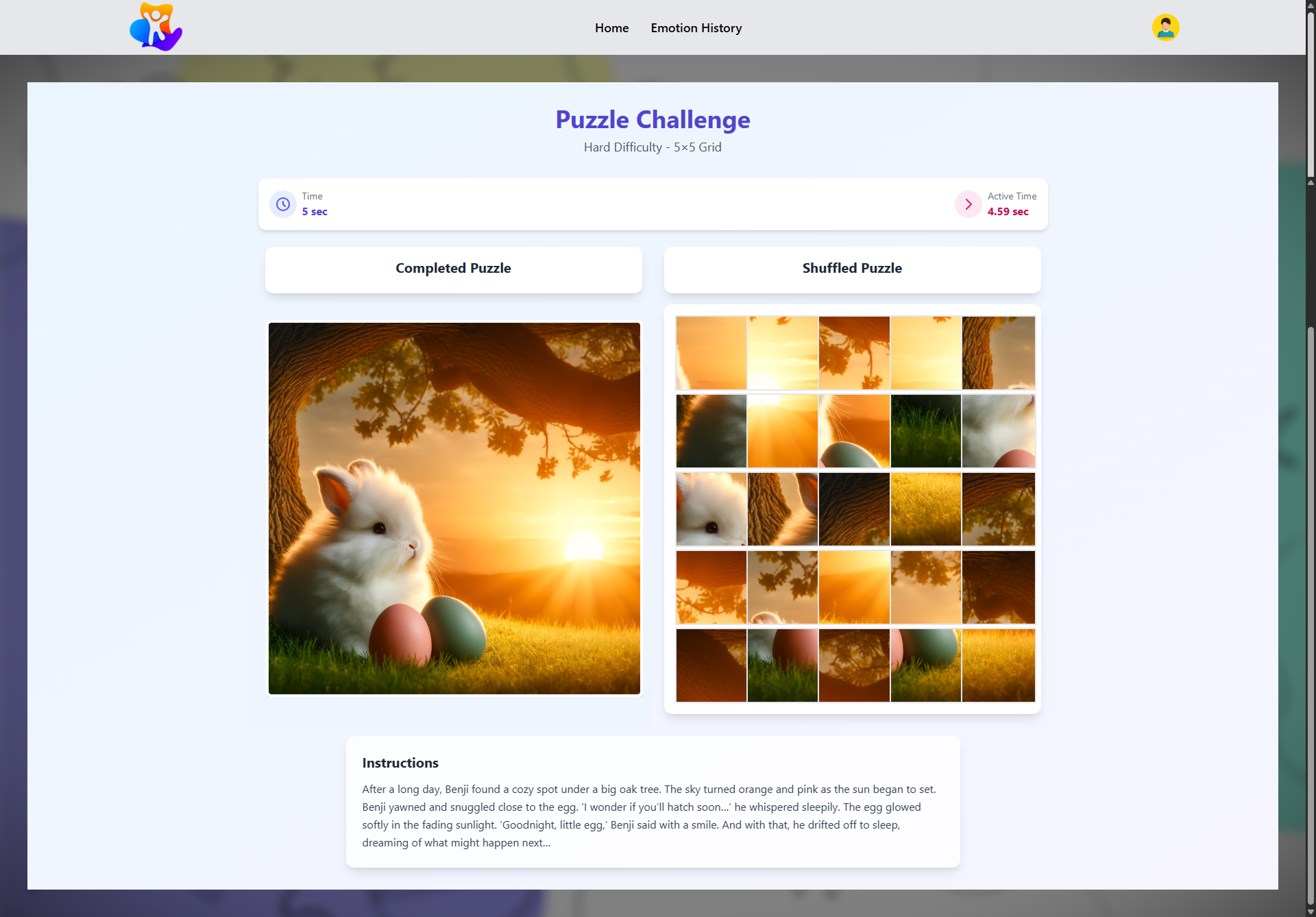 Emotion Tracking and Game Activity Platform UI Screenshot 16