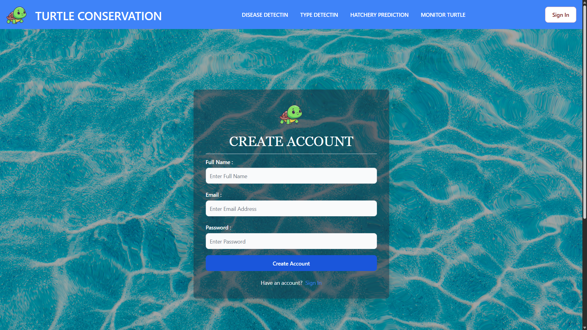 Turtle Conservation & Prediction System UI Screenshot 11