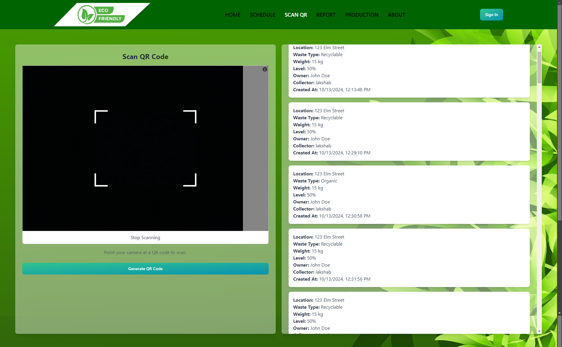 Waste Management System UI Screenshot 4