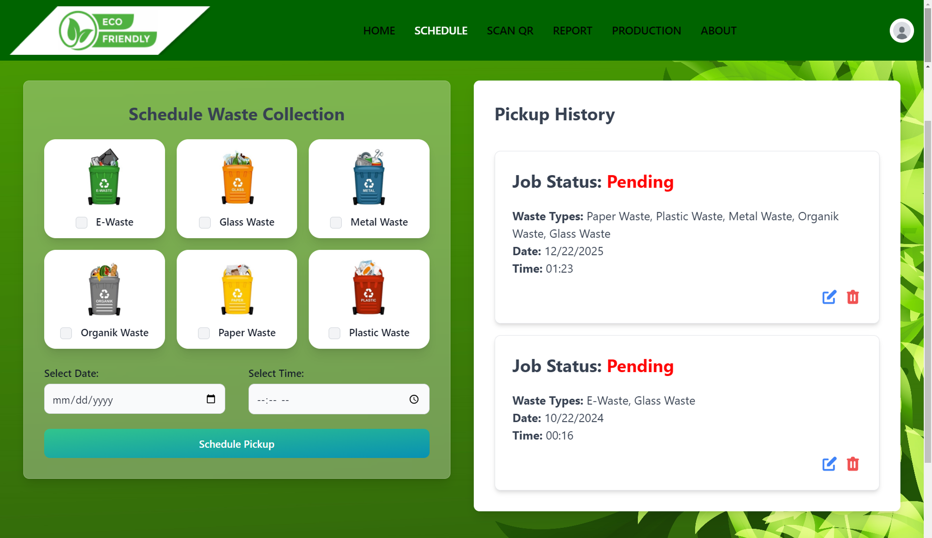 Waste Management System UI Screenshot 3