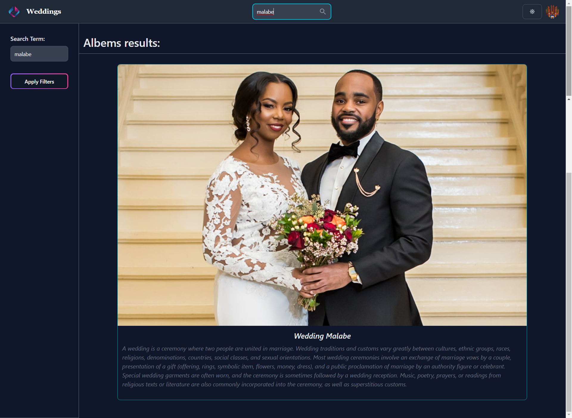 Wedding Albem UI Screenshot 2