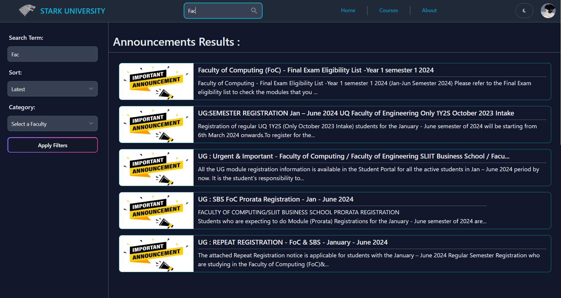 University Management UI Screenshot 13