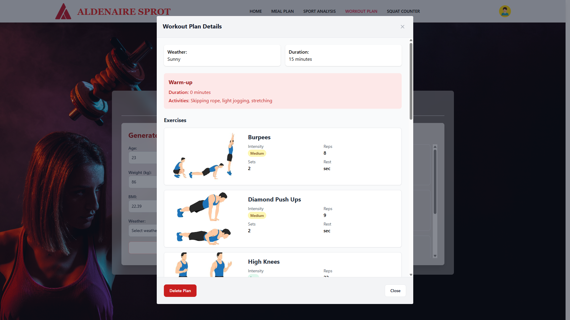 Fitness Analyzer UI Screenshot 3